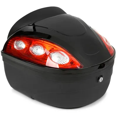 Produktbild von Motorradkoffer Top Case Helmkoffer Roller Schwarz Glanz oder Matt mit Reflektor