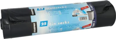 Produktbild von Papstar 12134, 120 l, Schwarz, Lineares Polyethylen mit niedriger Dichte (LLDPE), 1100 mm, 700 mm, 25 Stück(e)