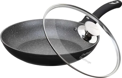 Produktbild von Bratpfanne Stielpfanne mit Glasdeckel Ø28cm Induktion Braten Pfanne Antihaft Kratzfest Schmorpfanne Grillpfanne Marmorbeschichtung