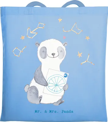 Produktbild von Mr. & Mrs. Panda Tote Bag Panda Astrologie - Sky Blue - Geschenk, Jutetasche, Jutebeutel, Tasche, Shopping, Laptoptasche, Sternbilder, Horoskop