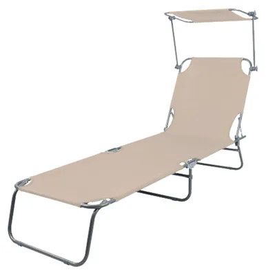 Image de chaise longue de jardin à 3 pieds Chaise longue de camping 186x55x24cm avec toit