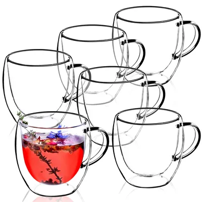 Image de KADAX Tasse en verre à double paroi "Forli", Verres, Verres à boire pour jus, thé, café, Transparent, 250 ml, 6 pièces