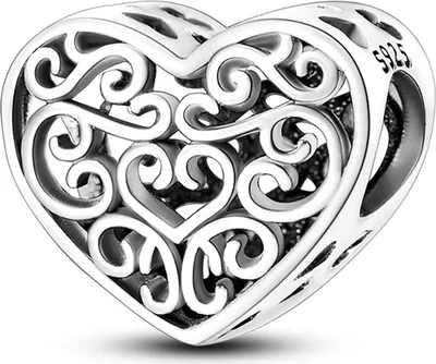 Produktbild von Charms Silber Anhänger Herz mit Zirkonia Beads für DIY Armband