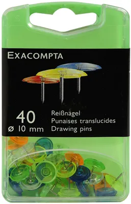 Image de Exacompta Linicolor, punaises Ø 10 mm, transparentes, couleurs assorties, boîte de 40 pièces