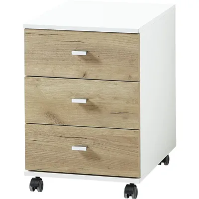 Immagine prodotto di Piedistallo mobile Germania 4151-513 GW-Lioni con 3 cassetti in repro bianco/rovere navarra, 40 x 58 x 50 cm (LxAxP)