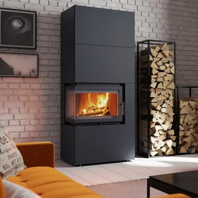 Produktbild von KAMINEINSATZ SIMPLE BOX 8 KW Ø 200 LINKS SCHWARZMIT TÜRFEDER Einhaltung der BImSchV 2