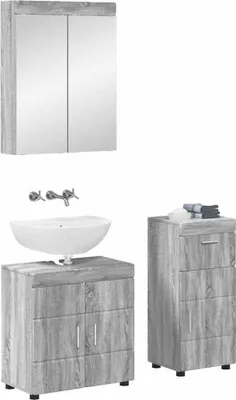 Immagine prodotto di vidaXL Set di mobili da bagno con ripiano TULUM Grigio Sonoma in materiale ligneo