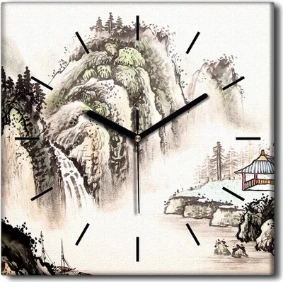 Produktbild von Coloray Uhr auf Leinwand 30x30 cm Wand Uhr Dekoration Wohnzimmer Segeltuch schwarze Hände -China Landschafts-Aquarelle.