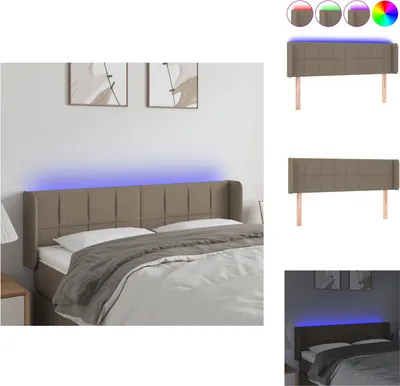 Produktbild von vidaXL LED Kopfteil Taupe 147x16x78/88 cm Stoff -  Kopf- & Fußenden
