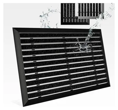 Produktbild von Fußmatte für den Außenbereich mit Aluminiumrahmen, Schwarz, 50x80 cm - Türmatte, Fußabtreter, Schuhabstreifer mit Polypropylen-Fasern - Wetterfest