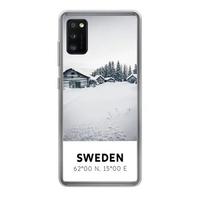 Produktbild von MuchoWow® Handyhülle Schutzhülle Hülle für Samsung Galaxy A41 Schweden - Schnee - Bäume Silikon Softcase Handy Hülle - Mobiltelefon