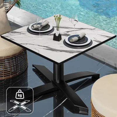 Produktbild von CPTG | Bistro Loungetisch | B:T:H 60 x 60 x 39 cm | Weiß Marmor / Aluminium Schwarz | Zusatzgewicht | Bistro Loungetisch Gastro Tisch