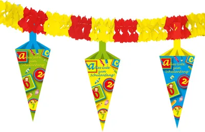 Produktbild von FOLAT Girlande Schulanfang mit 6 Schultüten bunt 4m