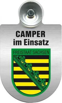 Produktbild von Einsatzschild Windschutzscheibe incl. Saugnapf - Camper im Einsatz - 309764 - incl. Regionen nach Wahl Color - Region Freistaat Sachsen