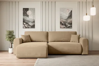 Produktbild von ALTDECOR Ecksofa mit Schlaffunktion und Bettkasten Corner Sofa Eckcouch Couch L-Form universal, links/rechts angeordnet Schlafcouch Ausziehbar Wohnlandschaft Schlafsofa ORRO-L - 272x145x83cm Beige