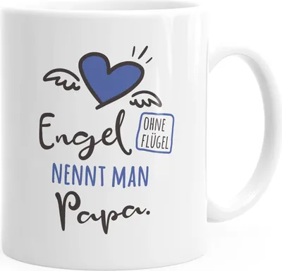 Produktbild von Kaffee-Tasse Engel ohne Flügel nennt man Papa Geschenk Muttertag Vatertag Weihnachten Geburtstag Moonworks® weiß Keramik-Tasse