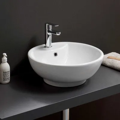 Produktbild von Aufsatzwaschbecken, rund, aus weißer Keramik