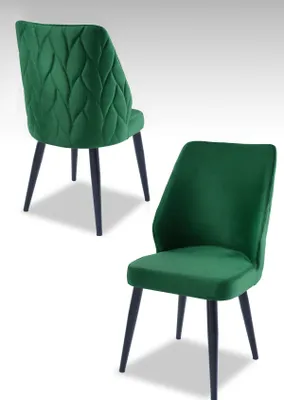 Image de Skye Decor, Pufi - Vert, Noir, Ensemble de chaises (2 pièces), Vert, 100 % PANNEAUX DE PARTICULES MÉLAMINÉS, 48 x 90 x 43 cm