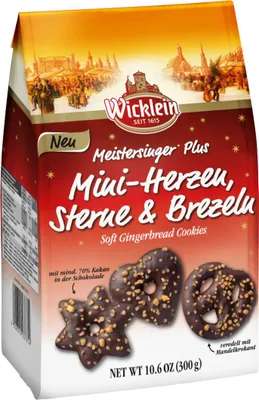 Zdjęcie produktu dla Wicklein Meistersinger PLUS Mini Hearts Stars Pretzels ZB Brittle 300g