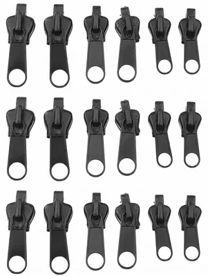 Reißverschlussschieber 18er-Pack, schwarz, Metall, Ersatz für Jacken & Taschen