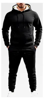 Produktbild von Jogginganzug Herren Slim Fit Zweiteilige Outfits Einreihiges Kapuzenpullover Und Jogginghose Kompfort Atmungsaktiv Sportanzug Weiches Leichtes Freizeitanzug