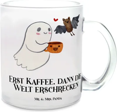 Produktbild von Mr. & Mrs. Panda Pott Gespenst Kaffee - Transparent - Geschenk, glastasse, Teetasse, Dekoration, Teeglas, Tee Tasse, Trinkglas