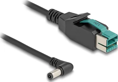 Produktbild von Delock PoweredUSB Kabel Stecker 12 V zu DC 5,5 x 2,5 mm Stecker gewinkelt 2 m
