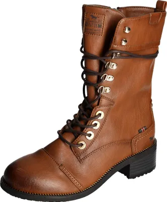 Produktbild von Mustang Damen Stiefelette Schnürung Reißverschluss Ziernähte 1402-501, Größe:42 EU, Farbe:Braun