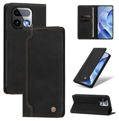 Produktbild von Handyhülle für Realme 16 Pro+, Leder Wallet Klapphülle mit Standfunktion, Stoßfeste Schutzhülle Schwarz