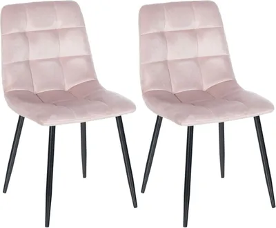 Produktbild von 2er Set Esszimmerstuhl Tilde Samt pink