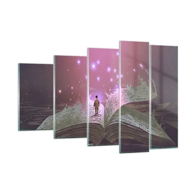 Produktbild von Bilder auf glas - Fantasy Buch - 150x100cm - Glasbilder - Wandbilder - Kunstdruck - zum Aufhängen bereit - Wanddekoration aus Glas - Glas Bilder - Wandbild auf Glas - 5 Teile - GEG150x100-4010