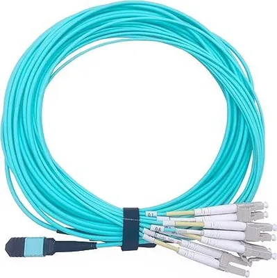 Zdjęcie produktu dla Elfcam - Kabel światłowodowy MPO żeński na 4 LC/UPC Duplex 8 włókien OM3 wielomodowy 50/125um (1m)