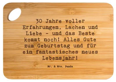 Produktbild von Mr. & Mrs. Panda schneidunterlage Spruch 30. Geburtstag - Transparent - Geschenk, Sprüche, Frühstücksbrett, schneidbrett, Frühstücksbrettchen, 30 Jahre, Happy Birthday