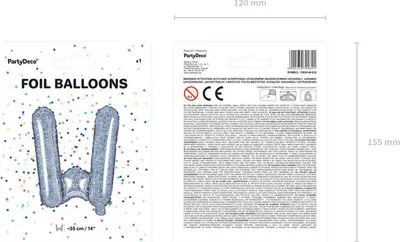 Produktbild von Folienballon Buchstabe „W“, 35cm, holografisch (1 Karton / 50 Stück)