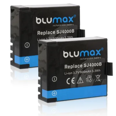 Produktbild von 2x Blumax Akku für Qumox SJ4000B SJCAM BOOMYOURS SupTig3 900 mAh (3,7V)