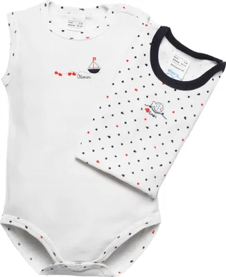 Produktbild von 2er-Pack ärmelloser Baby-Matrosen-Bodysuit Weiß Olimpias