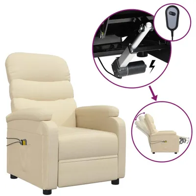 Image de vidaXL Fauteuil de massage électrique Crème Tissu