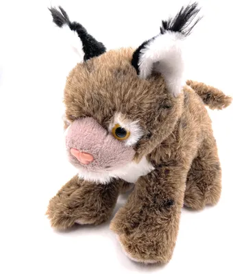 Produktbild von Onwomania Plüschtier Stofftier Kuscheltier Katze Wildkatze Luchs Länge 20 cm Braun