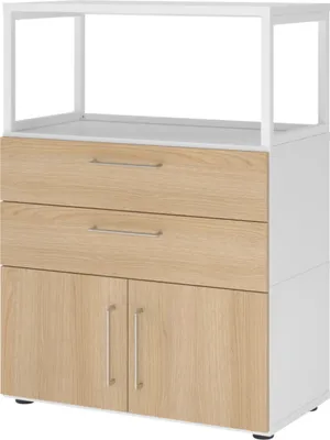 Produktbild von bümö flexi Aktenschrank mittel Regal mit Schubladen - Nachbildung: Weiß/Eiche