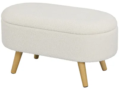 Immagine prodotto di Panca contenitore con sportello e spazio di stoccaggio | Colore: Bianco | Dimensioni: 41x82x45 cm
