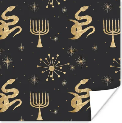 Produktbild von MuchoWow® Poster Muster - Mond - Gold 75x75 cm - Wand Dekoration