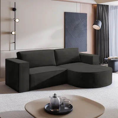 Produktbild von Masseno Ecksofa SORELA M R-S mit Schlaffunktion L-Form, Sofa mit Bettkasten, Wohnzimmersofa, Couch, Soffa, Bettsofa, Couchgarnitur- Schwarz, MONOLITH 95