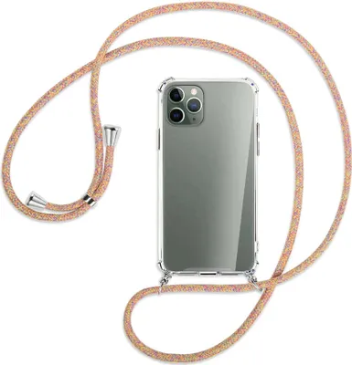 Produktbild von Handykette Backcover-Schutzhülle mit Band (Metall silberfarben) für Apple iPhone 11 Pro - Rainbow