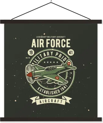 Produktbild von MuchoWow® Textilposter Mancave - Flugzeug - Armee - Altmodisch 40x40 cm mit schwarzem Rahmen - Fotos