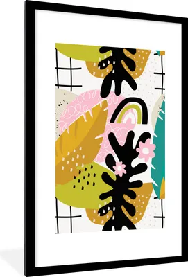 Produktbild von MuchoWow® MuchoWow® Gerahmtes Poster Blatt - Muster - Dschungel 60x90 cm - Poster mit zchwarzem Bilderrahmen - Dekoration - Wandposter Wohnzimmer - Hochwertig