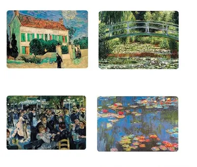 4er-Set Platzsets 42x29 cm, rechteckig, mit Kunstmotiven