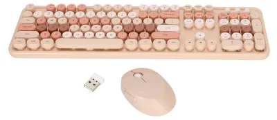 Obrázok produktu pre Bezdrôtová klávesnica a myš, 104 kláves, ergonomická, roztomilá sada pre počítač, vhodná pre dievčatá, pre prácu z domu a hranie hier