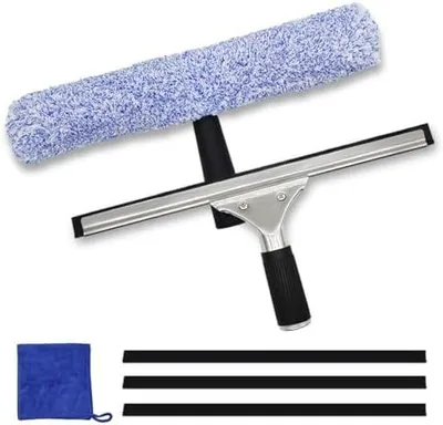 Produktbild von Fensterreiniger Set 6 Stück Mikrofaser Fensterwischer Professionelles Fensterreinigungsset Fensterwischer und Fensterabzieher Als Kombi Set Fensterwischer Abzieher Set für Bad Dusche Glas Spiegel Auto