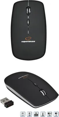 Zdjęcie produktu dla Esperanza EM120K, Optyczny, RF Wireless, 1600 DPI, Czarny, Srebrny