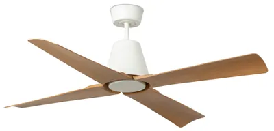 Image de Ventilateur de plafond à moteur DC avec télécommande pour l'extérieur Typhoon Blanc / Bois